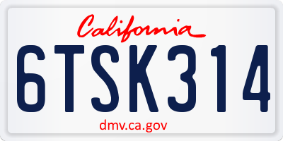 CA license plate 6TSK314