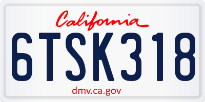 CA license plate 6TSK318