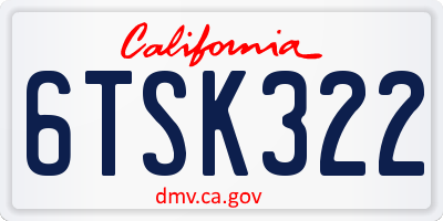 CA license plate 6TSK322