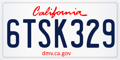 CA license plate 6TSK329