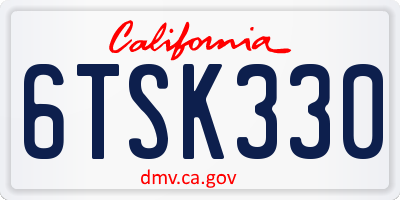 CA license plate 6TSK330