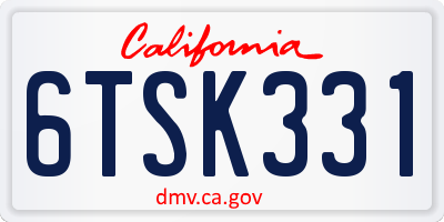 CA license plate 6TSK331