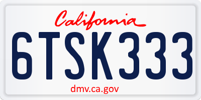 CA license plate 6TSK333