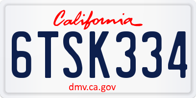CA license plate 6TSK334