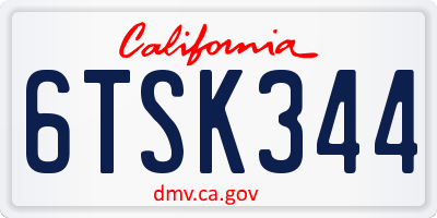 CA license plate 6TSK344