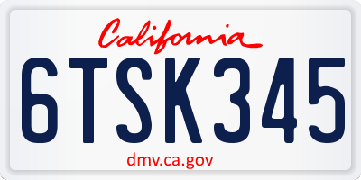 CA license plate 6TSK345