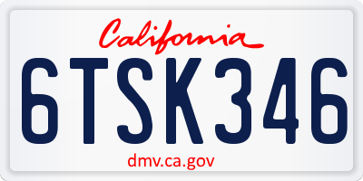 CA license plate 6TSK346