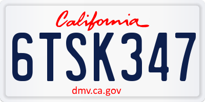 CA license plate 6TSK347