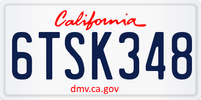 CA license plate 6TSK348