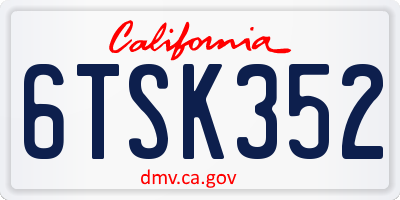 CA license plate 6TSK352