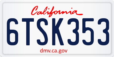 CA license plate 6TSK353