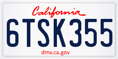 CA license plate 6TSK355