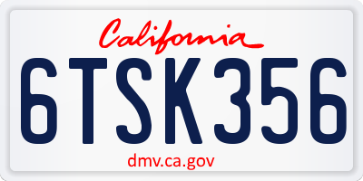 CA license plate 6TSK356