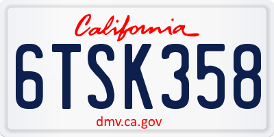 CA license plate 6TSK358