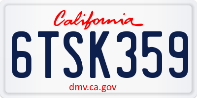 CA license plate 6TSK359