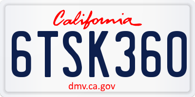 CA license plate 6TSK360