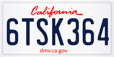 CA license plate 6TSK364