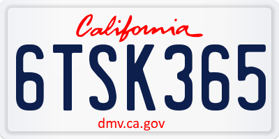 CA license plate 6TSK365