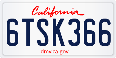 CA license plate 6TSK366