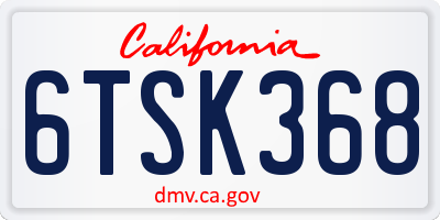 CA license plate 6TSK368