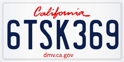 CA license plate 6TSK369