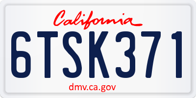 CA license plate 6TSK371