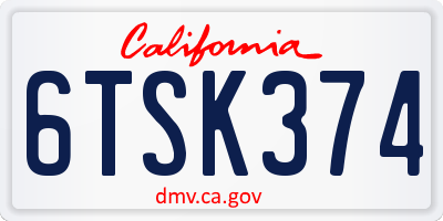 CA license plate 6TSK374