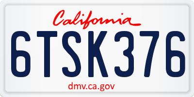 CA license plate 6TSK376