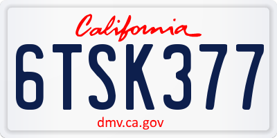 CA license plate 6TSK377