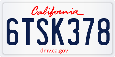 CA license plate 6TSK378