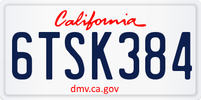 CA license plate 6TSK384