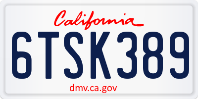 CA license plate 6TSK389