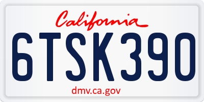 CA license plate 6TSK390
