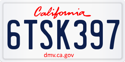 CA license plate 6TSK397