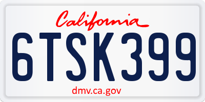 CA license plate 6TSK399