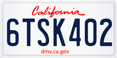CA license plate 6TSK402