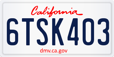 CA license plate 6TSK403