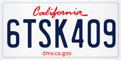 CA license plate 6TSK409