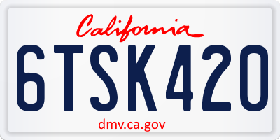 CA license plate 6TSK420
