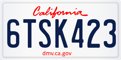 CA license plate 6TSK423