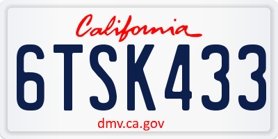 CA license plate 6TSK433
