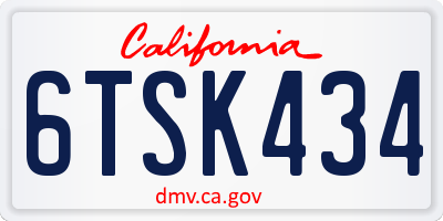 CA license plate 6TSK434