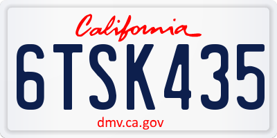 CA license plate 6TSK435