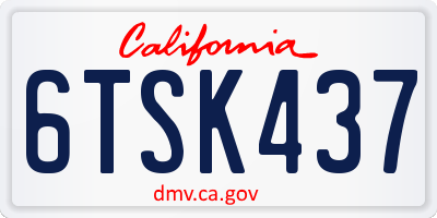 CA license plate 6TSK437