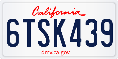 CA license plate 6TSK439