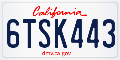 CA license plate 6TSK443