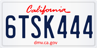 CA license plate 6TSK444
