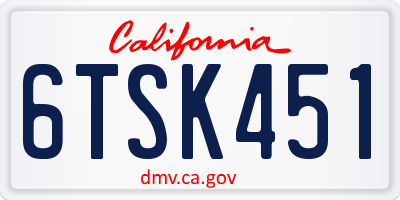 CA license plate 6TSK451