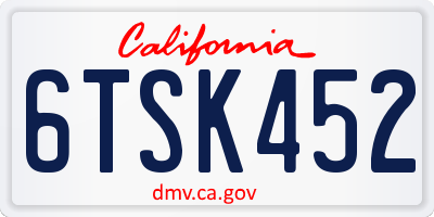 CA license plate 6TSK452