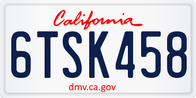 CA license plate 6TSK458
